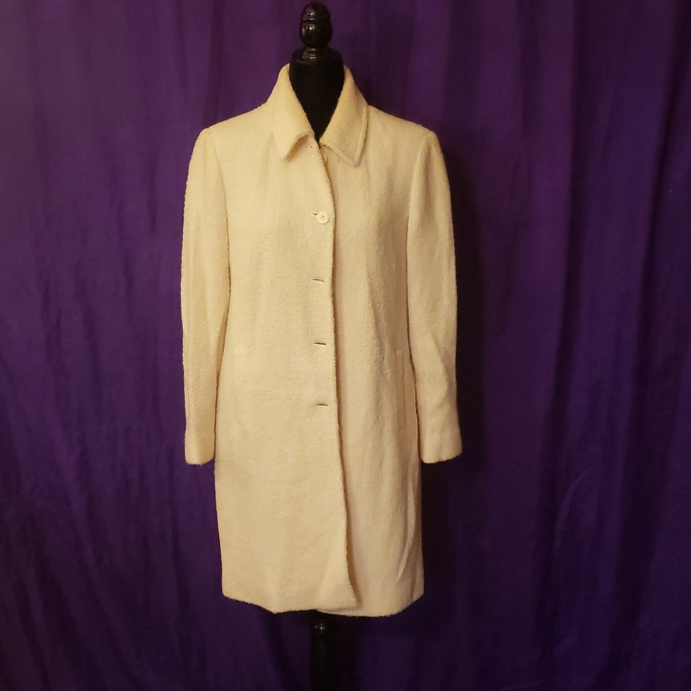 Vintage Worthington long white cream peacoat med